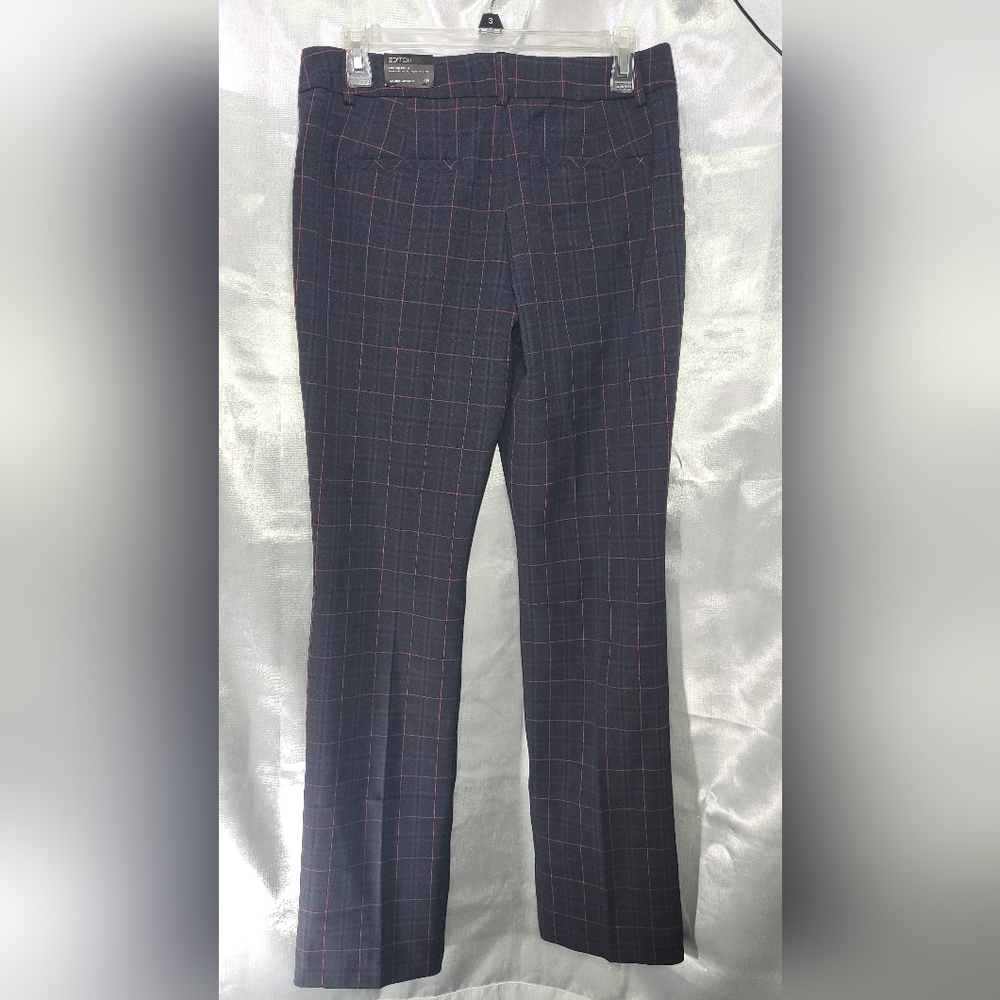 Express Navy Plaid Straight Leg Pants